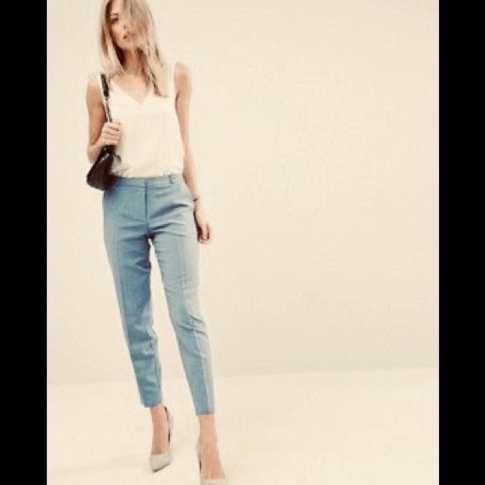Cropped ankle slim trousers